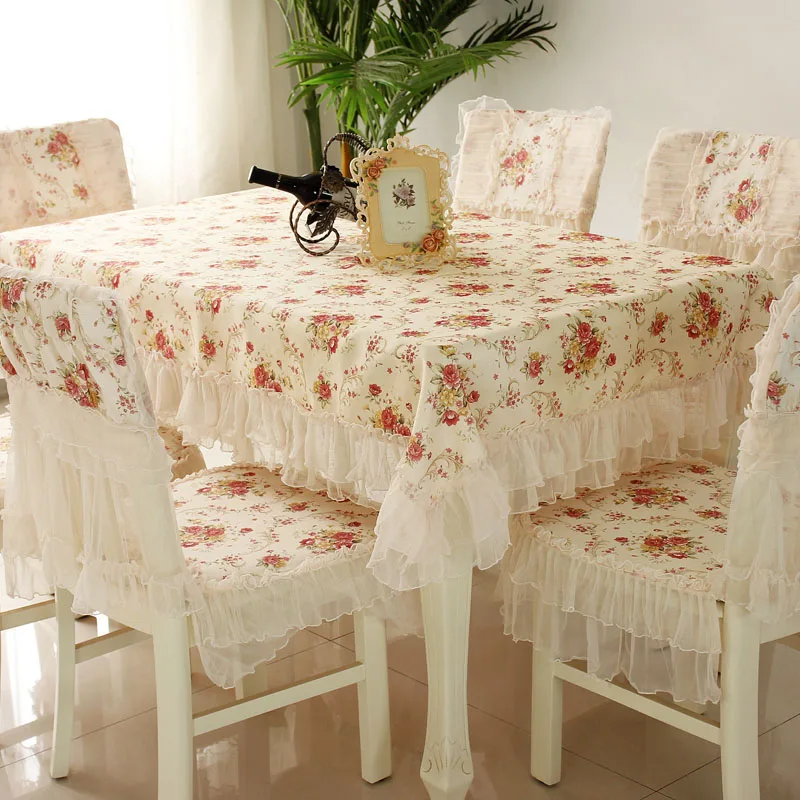 

Multi-style Retro Pastoral Table Cloth with Lace Cotton European style Rectangular Dinning Tablecloths Cover Home Decor