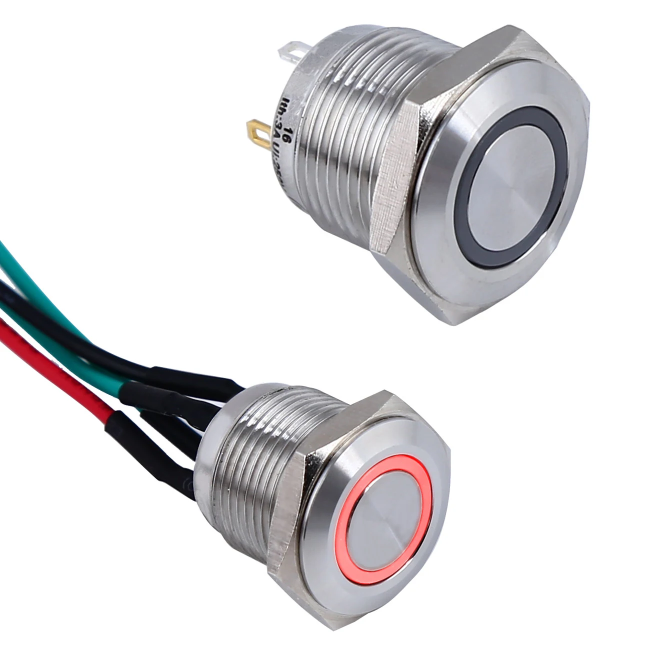 

ELEWIND 16 мм проводка мгновенного действия 1НО кнопочный переключатель из нержавеющей стали или черного алюминия с круглой подсветкой (PM161F-10E/J/B/12V/S)