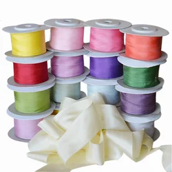 100% Real Mulberry Silk Ribbon for Embroidery Handcraft, Double Faced Thin Taffeta  Doll Trim Tape13/15/20/25/32mm x 30m/roll