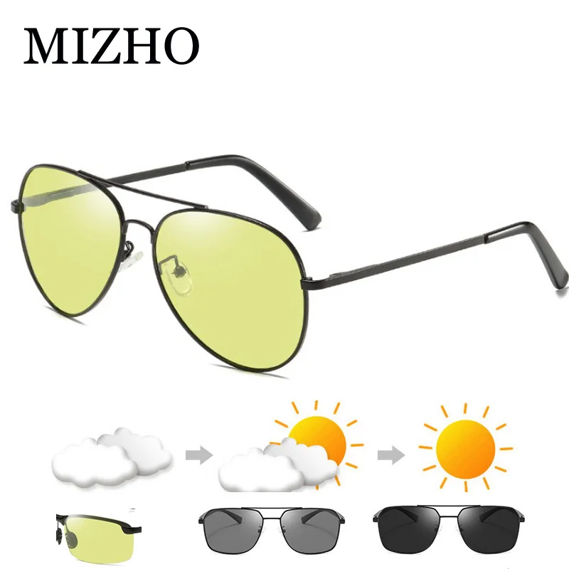 

MIZHO Photochromic Polarized Sunglasses Women Yellow Anti Blue Light Glasses Men Look At Phone Blocking Glare Computer Eyewear