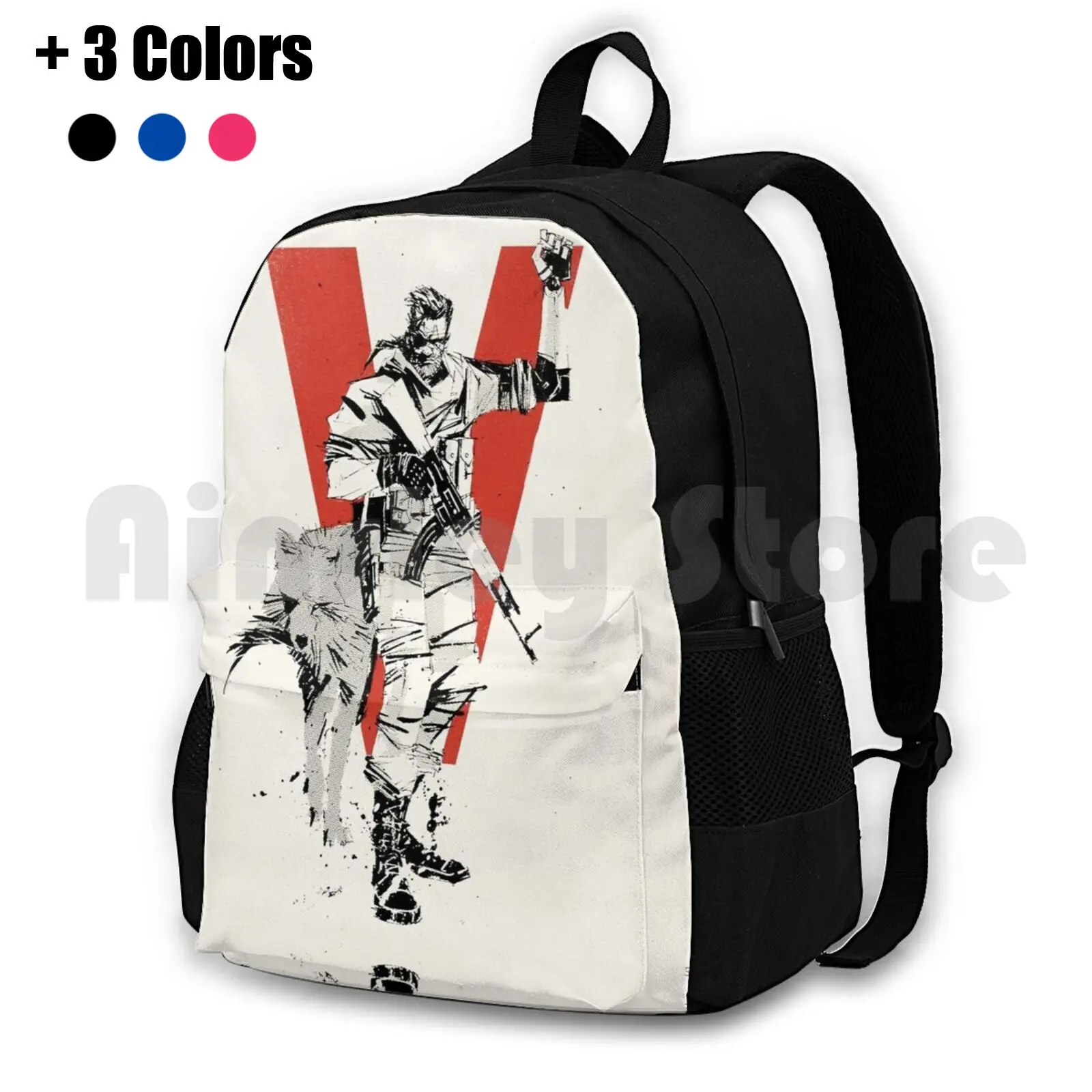 Mgsv Outdoor Hiking Backpack Waterproof Camping Travel Metal Gear Solid Five V Venom Snake Eater Big Games Gaming Ddog D Dog