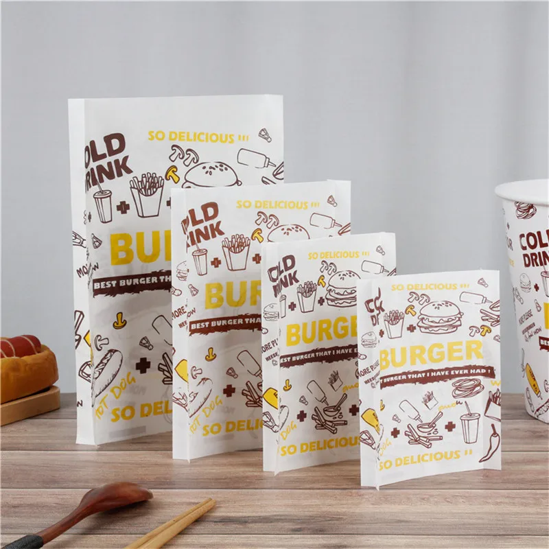 100pcs Fried Chicken Packaging Box Wax Paper Hamburger Paper Wrap Kitchen Disposable Food Packing Bread Bags