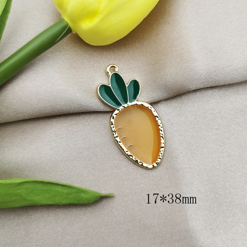 10pcs Fruit Pineapple Radish Enamel Charms Alloy Pendants Fit Earrings Dangle DIY Womens Jewelry Accessory Phone Decor Big Size