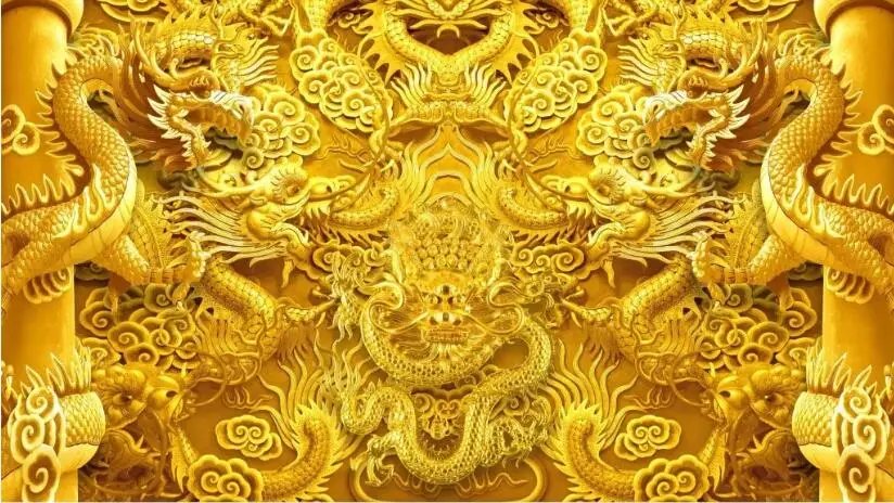 Aangepaste Gouden Draak Foto Papel De Parede 3d Muurschildering Behang Voor Muren 3 D Landschap Huisdecoratie Muurstickers Woonkamer