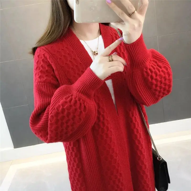 Autumn Ladies Cardigan 2024 Women Loose Knitting Sweater Long Knit Cardigan Plus Size Female Leisure Cashmere Sweaters Coat