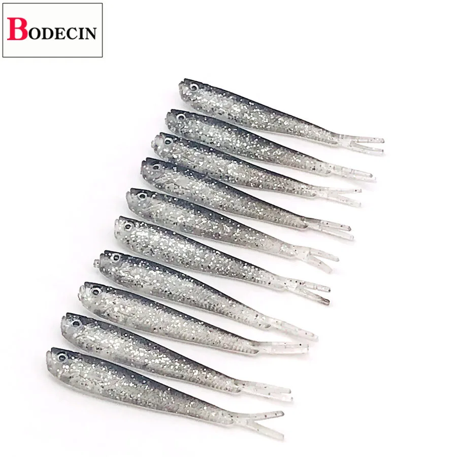 BODECIN Suit/Wobblers For Fishing Lure Trolling Jerkbait 10PCS Fluke Fly Carp Swimbait Soft Silicone Tiddler Artificial Bait Kit