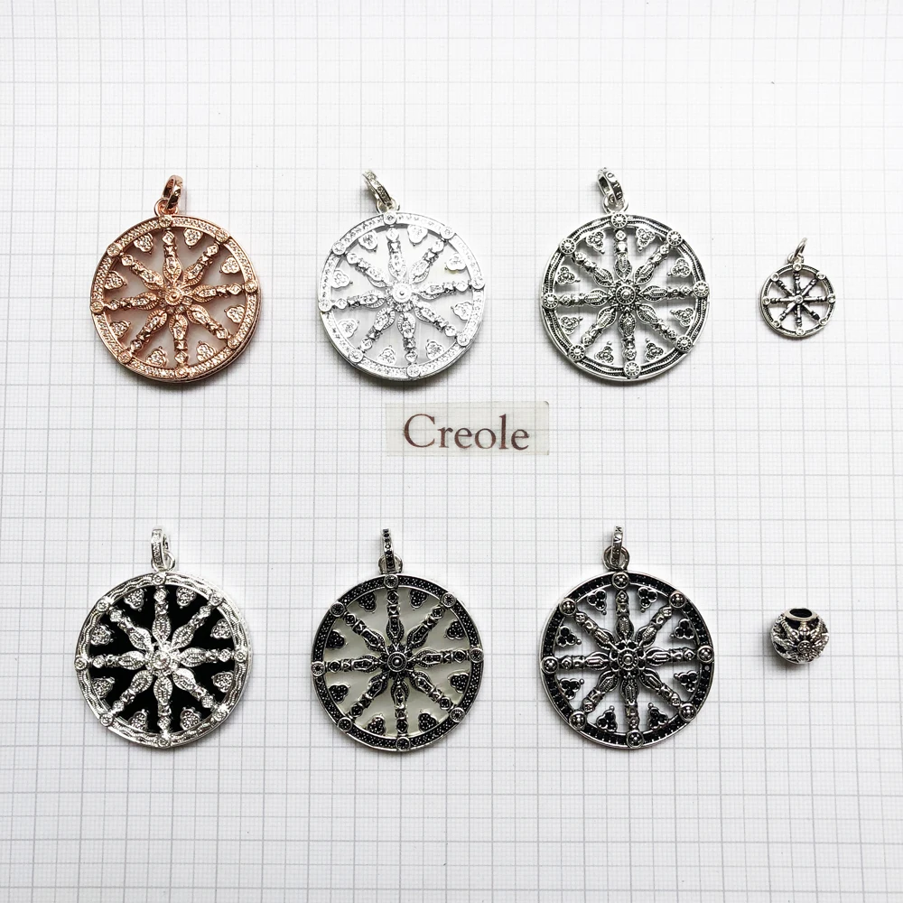 Karma Wheel Necklace Pendant,2019 Summer Brand New Rebel Street Fashion Jewelry 925 Sterling Silver Vintage Gift