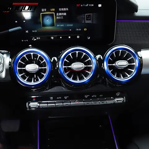 벤츠 A 클래스 W177 V177 A180 A200 A220 A250 A35 A45 AMG 액세서리 용 알루미늄 인테리어 센터 콘솔 에어 벤트 커버, 7 개