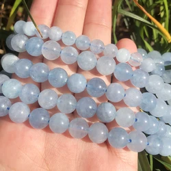 Natural Stone Beads Aquamarines Chalcedony Round Loose Beads For Jewelry Making Bracelets Needlework DIY Accessories 6-10MM