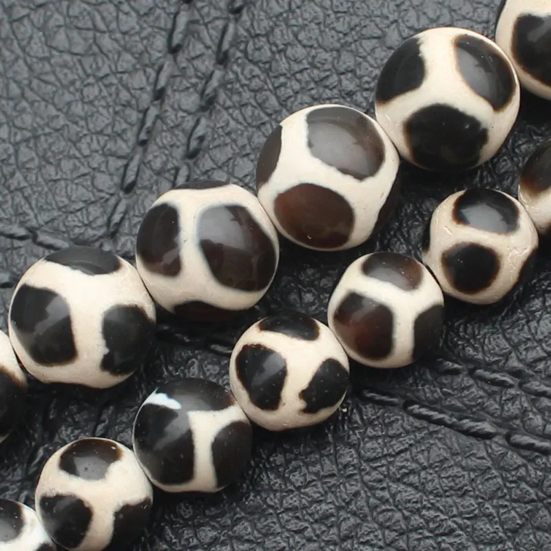 Tibet Black Football pattern Dzi Agate 6-14mm Round beads means ,For Jewelry making, can mixed wholesale!