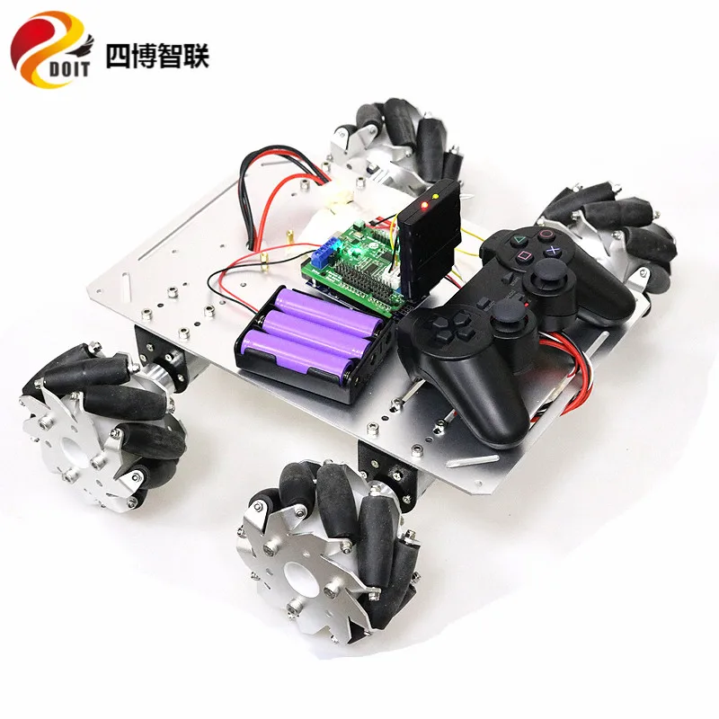 SZDOIT 4WD Large RC Robot Car Chassis Wireless Remote Control Kit 100mm McNamm'S Omnidirectional Wheel Wireless DIY For Arduino