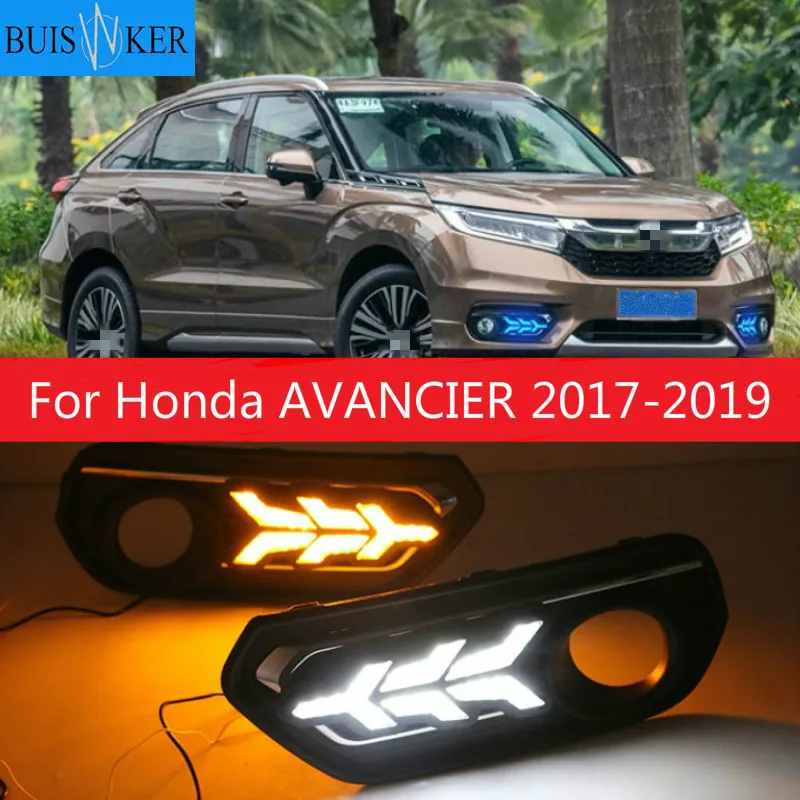 

1 Set For Honda AVANCIER 2017-2019 DRL Daytime Running Lights Daylight 12V ABS Fog Lamp Cover With Turn Yellow Signal Light