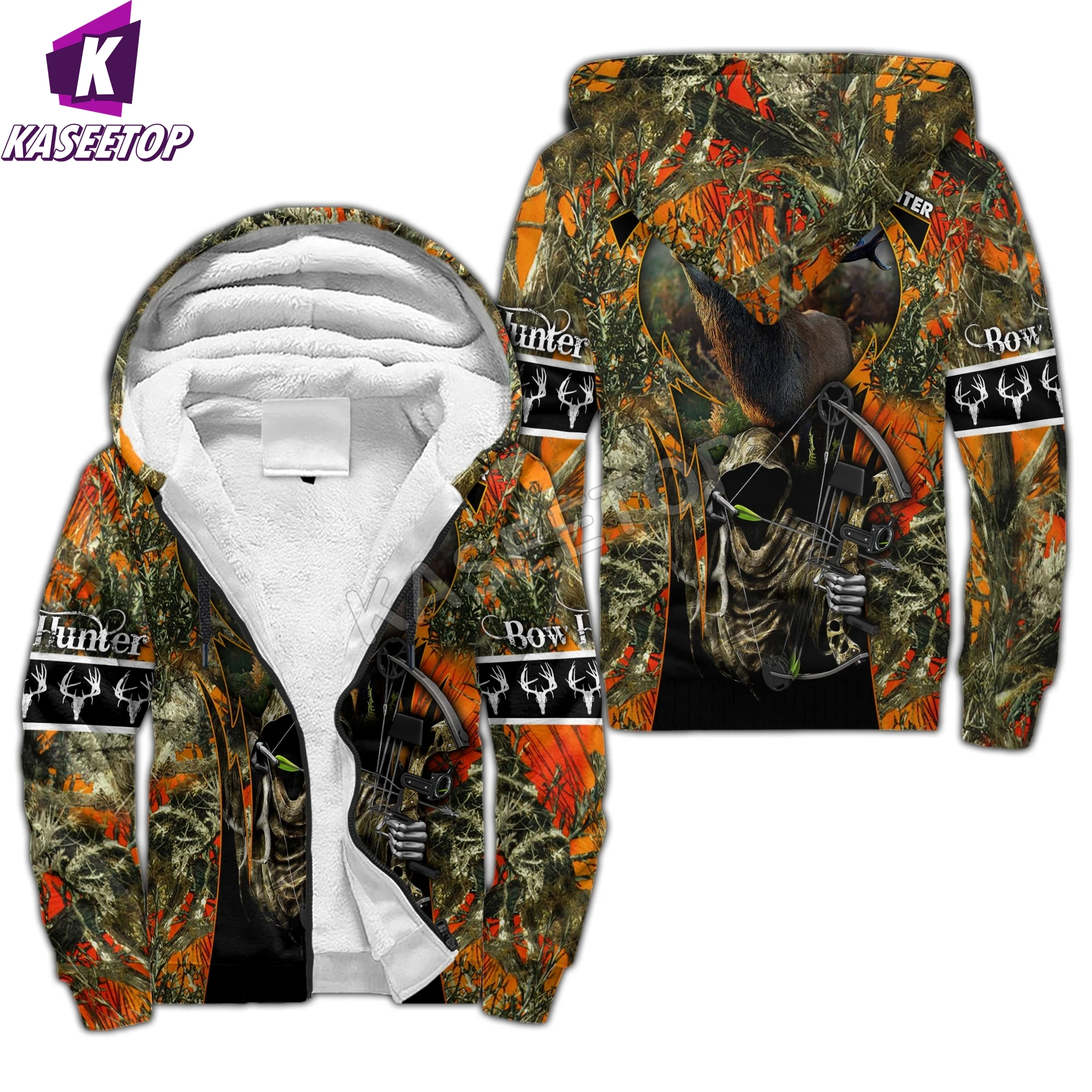 Winter Novelty Men's Bow Huntting Jacket Cosplay Costume Casual Unisex 3D Full Print Bomber Jacket Tracksuit Zipper Hoodies Coat