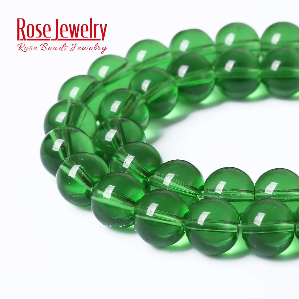 Wholesale Smooth Clear Green Glass Round Spacer Beads for Jewelry Making 4 6 8 10 mm Loose Beads Diy Bracelet 15\