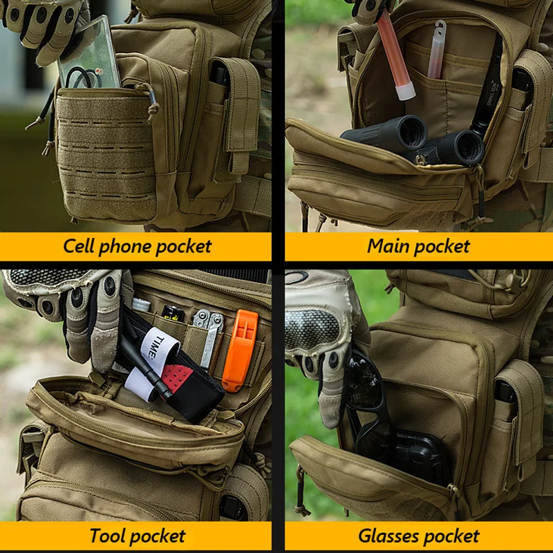 Imagem -05 - Homens Tático Cintura Perna Bolsa Molle Bolsa de Ombro ao ar Livre Equitação Camping Trekking Laser Caça Pesca 600d 1000d