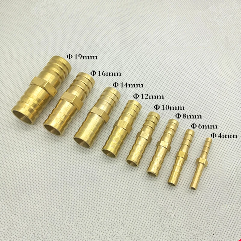 

4mm 6mm 8mm 10mm 12mm 14mm 19mm Brass Straight Hose Pipe Fitting Equal Barb Gas Copper Barbed Coupler Connector Adapter