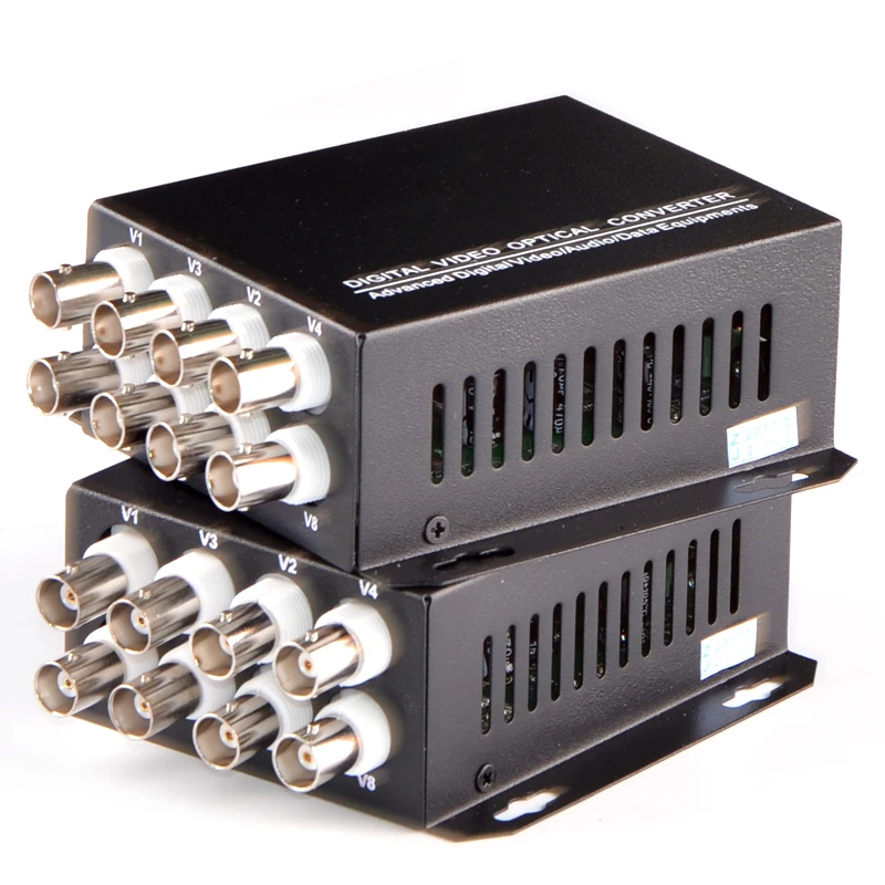 1 Paar Single Fiber 20Km Fiber Video Optische Transceiver 8 Kanaals Pure Video Optische Transceiver Fc Poort Single Mode