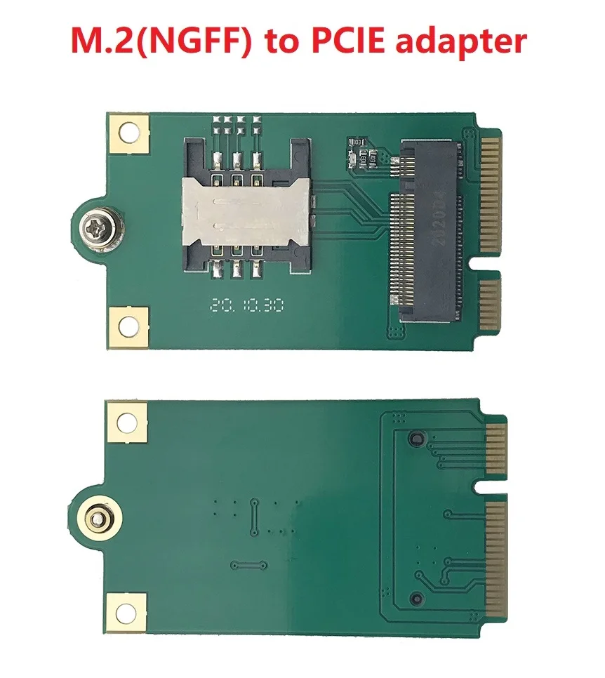 2 piece in stock! M.2 NGFF to Mini pcie adapter with SIM card slot transfer card for EM12-G EM06-E SIM8200EA-M2 SIM7600G-H-M2 EM