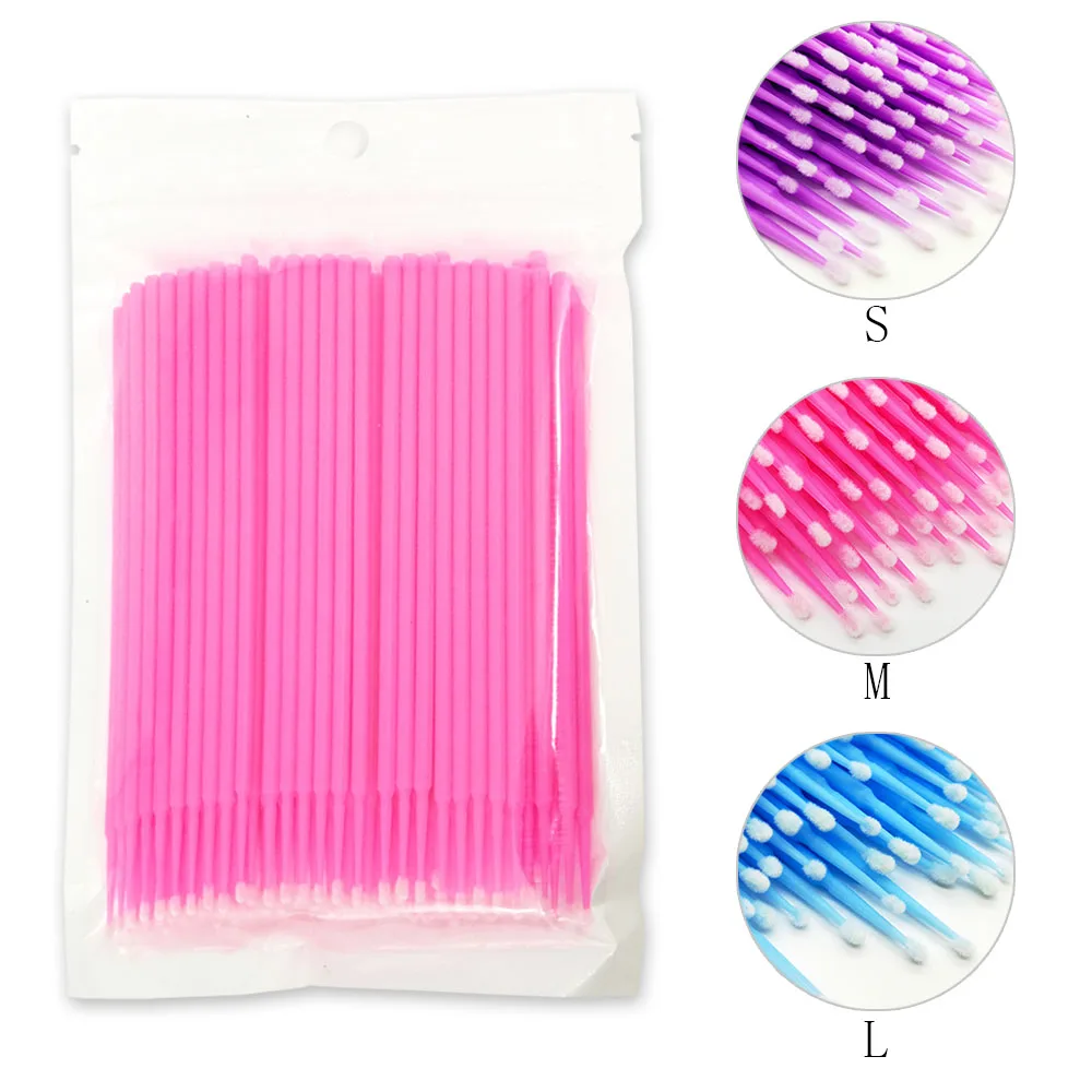 100Pcs/bag Disposable MicroBrush Eyelashes Extension Individual Lash Removing Swab Micro Brush For Eyelash Extension Tools