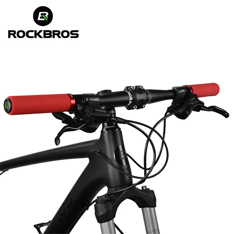 ROCKBROS Bicycle Grips MTB Soft Silicone Sponge Handlebar Grips Anti-skid Shock-absorbing Bike Grips Ultraight Cycling Handlebar