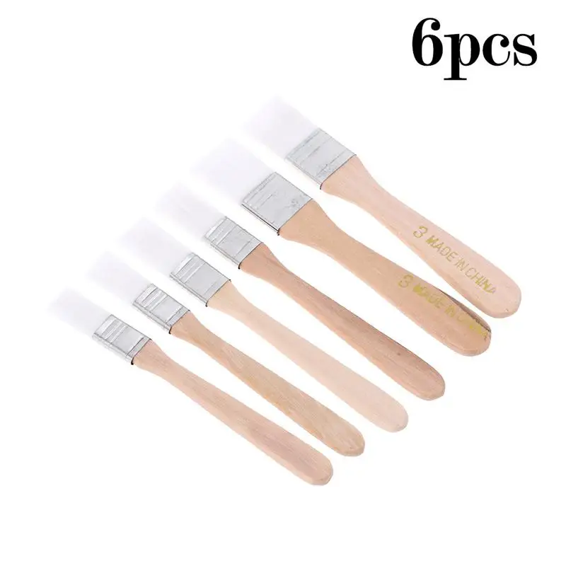 6 PCS/Set Paint Wooden Handle Brush Nylon Thickened Painting Chip For Home Use Touchup Barbecue Painting