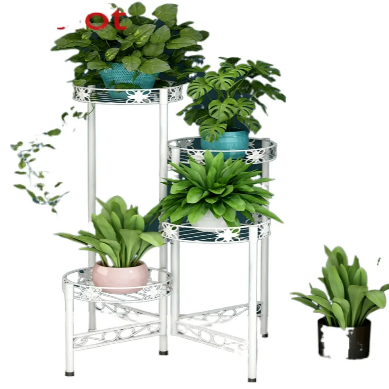 

Foldable Flower Rack Indoor Home Balcony Decoration Storage Rack Iron Living Room Floor-Standing Flower Pot Rack