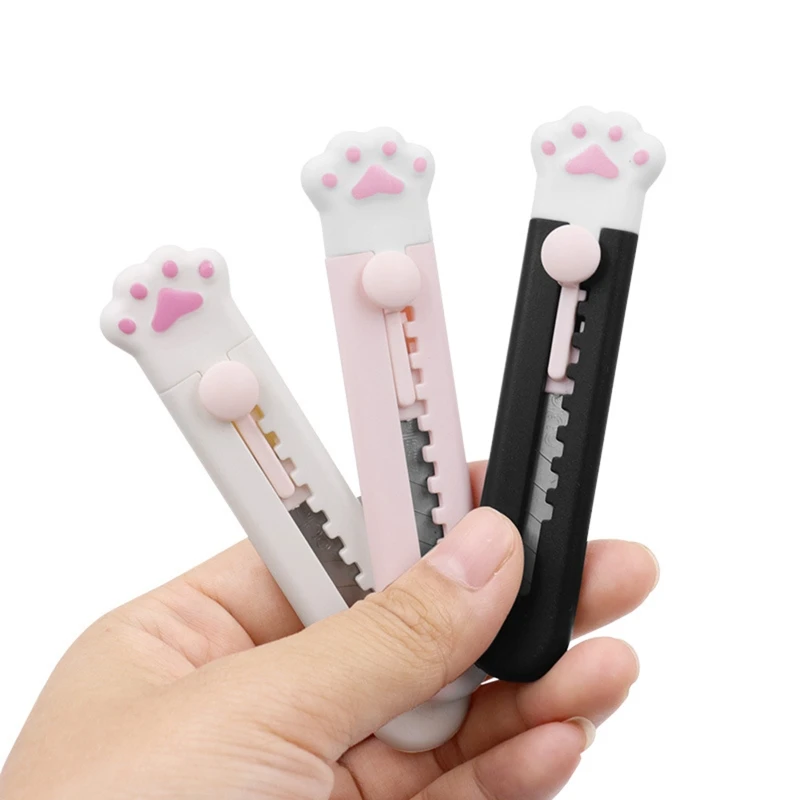 Cuchillo multiusos con forma de pata de gato, Mini cortador de papel portátil Kawaii, abridor de sobres y cartas, caja Express, cuchillo cortador de