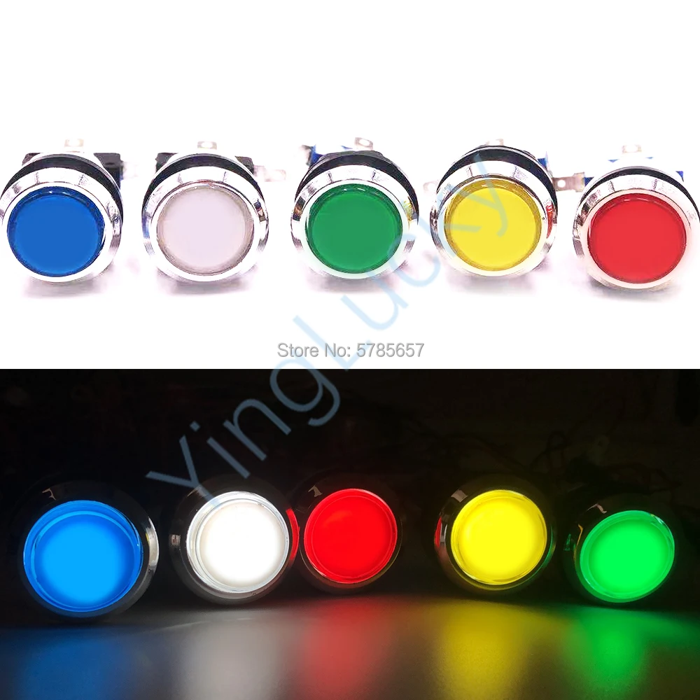 

LED Round Silver-Plated Power Button Switch, Illuminated Chrome Button, Micro Switch, 12V, 1P, 2P, START CION, 33mm