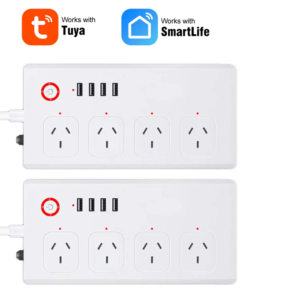 

Удлинитель Tuya Smart Power Strip с 4 розетками, 4usb-порта, Австралийский удлинитель, с несколькими розетками, работает с Alexa и Google