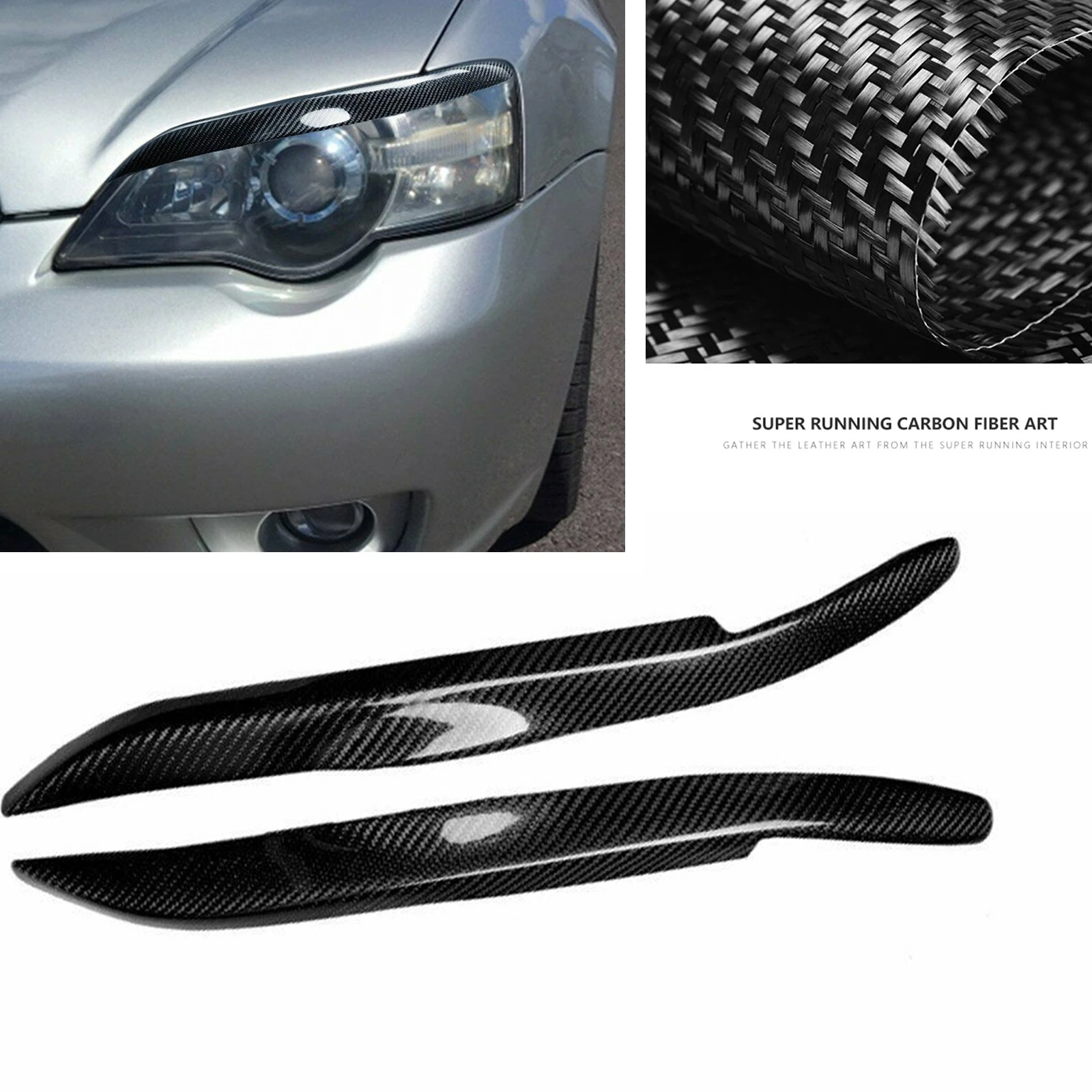 Headlight Eyebrow Trim For Subaru Legacy 2006 2007 2008 Carbon Fiber Front Head Lamp Light Cover Headlamp Eyelid Brow Sticker