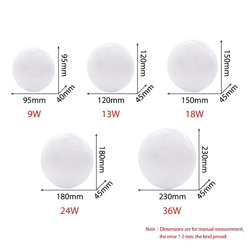 Lámpara de techo LED Ultra delgada 6W 9W 13W 18W 24W 36W 48W Panel de luz LED AC85-265V montaje en superficie Panel de luz empotrada para dormitorio