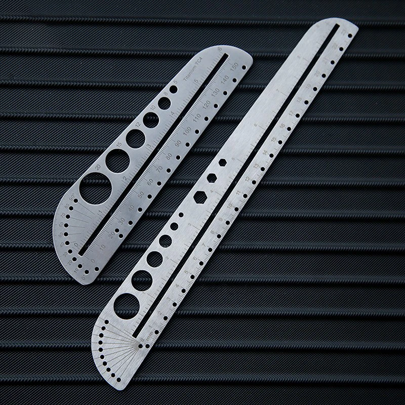 TC4 righello in titanio righello multifunzione bussola goniometro esagono strumento EDC