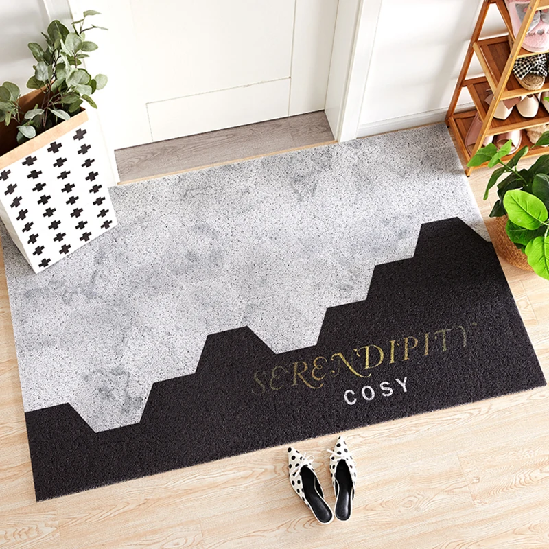 Europe Style Entrance Door Mat Carpet Living Room Mat Kitchen Mat Bath Mat PVC Anti-slip Mat Rectangle DIY Home Door Mat Carpet