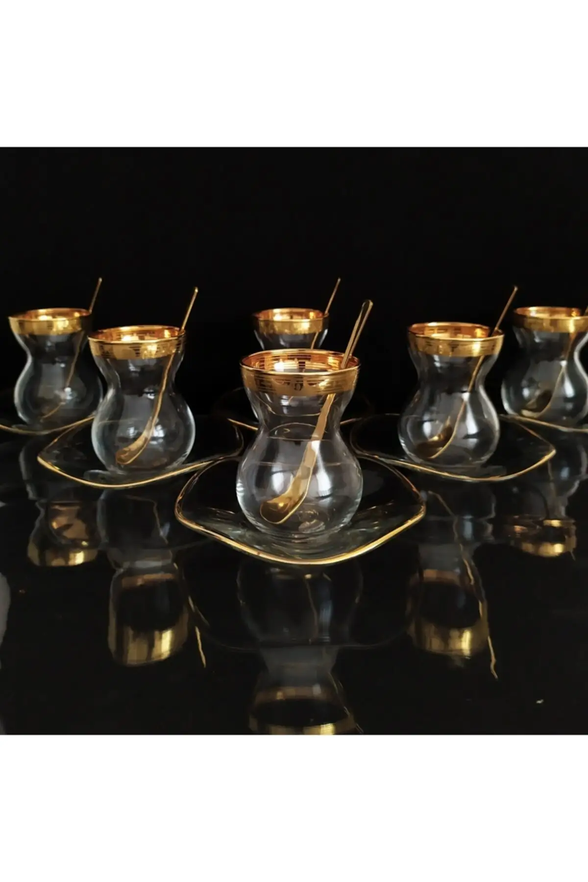 7610 Tea Cup and spoon set-6 people Turkish Tea Cup Glass Cup Glass Cup