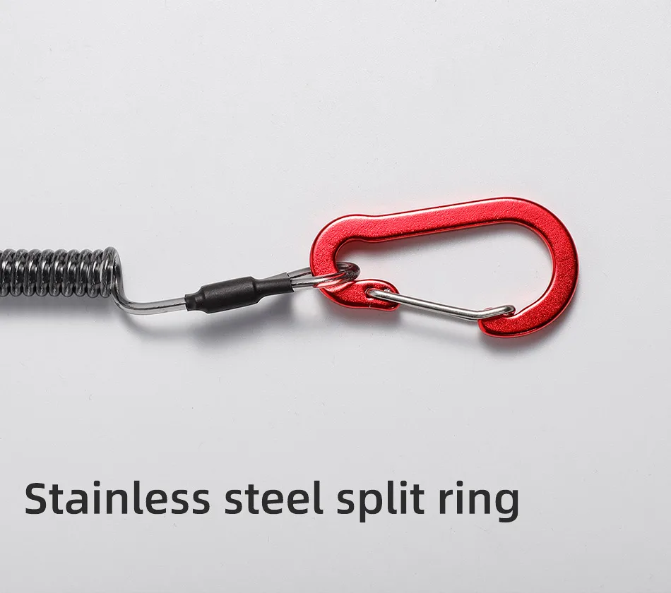 NOEBY-Heavy Duty Angel-Lanyard, Aluminium-Karabiner, gewickelt für Zangen, Lippengriff, Boot, Kajak-Angelgerät, 21 cm – Detail 6