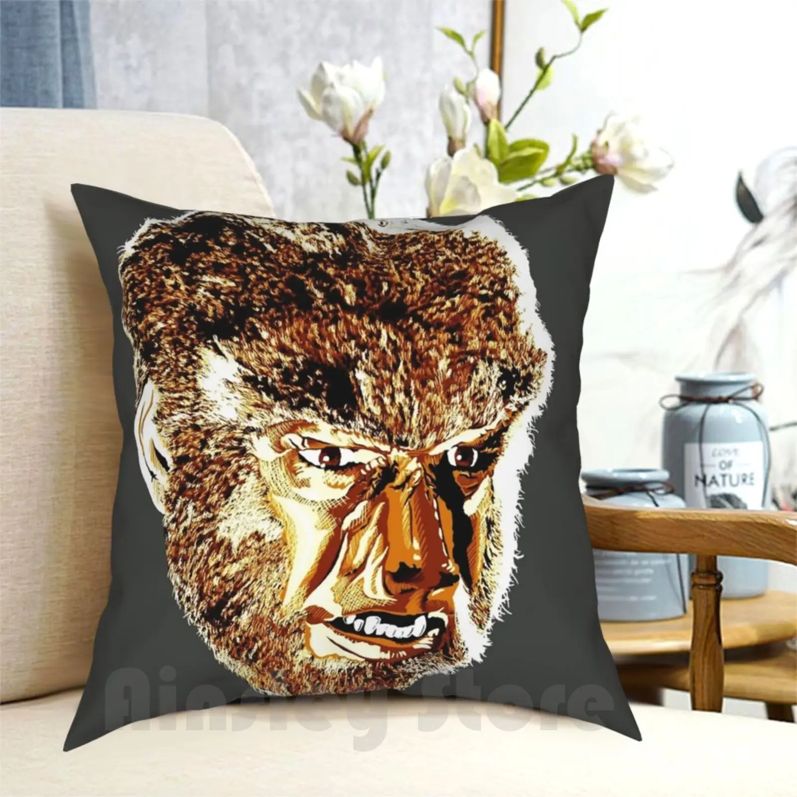 Wolf Man Pillow Case Printed Home Soft DIY Pillow cover Lon Chaney Jr Wolfman Wolf Werewolf Wolf Man Classic Horror Horror