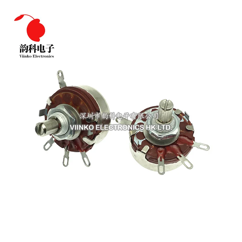 5PCS WTH118 2W 1A Potentiometer 1K 2.2K 4.7K 10K 22K 47K 100K 470K 1M WTH118-2W Round Shaft Carbon Rotary Taper Potentiometer