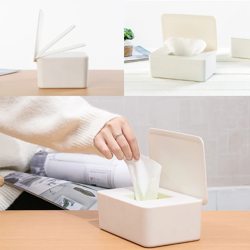 New Wet Tissue Box Desktop Seal Baby Wipes Paper Dispenser Napkin Storage Holder Lid