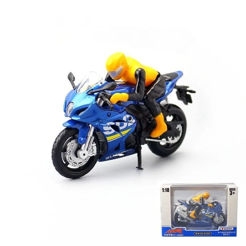 

Hot-selling alloy GSX-R1000 motorcycle model,1:18 high simulation arcade toy,rear wheel shock absorption,free shipping