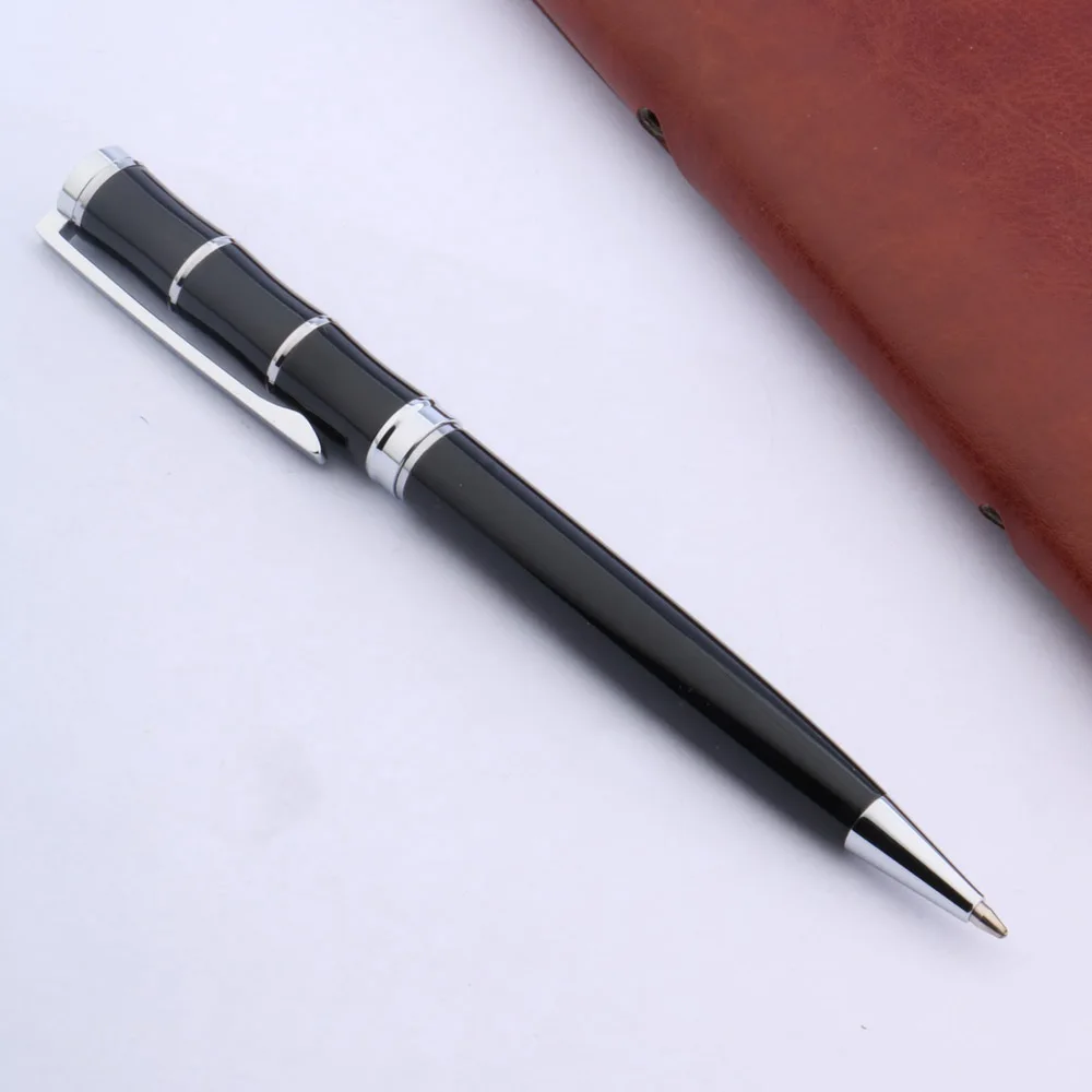 

Metal Black Silver Bamboo Streamline Design Gift Ballpoint Pen Stationery Student Office School Supplies