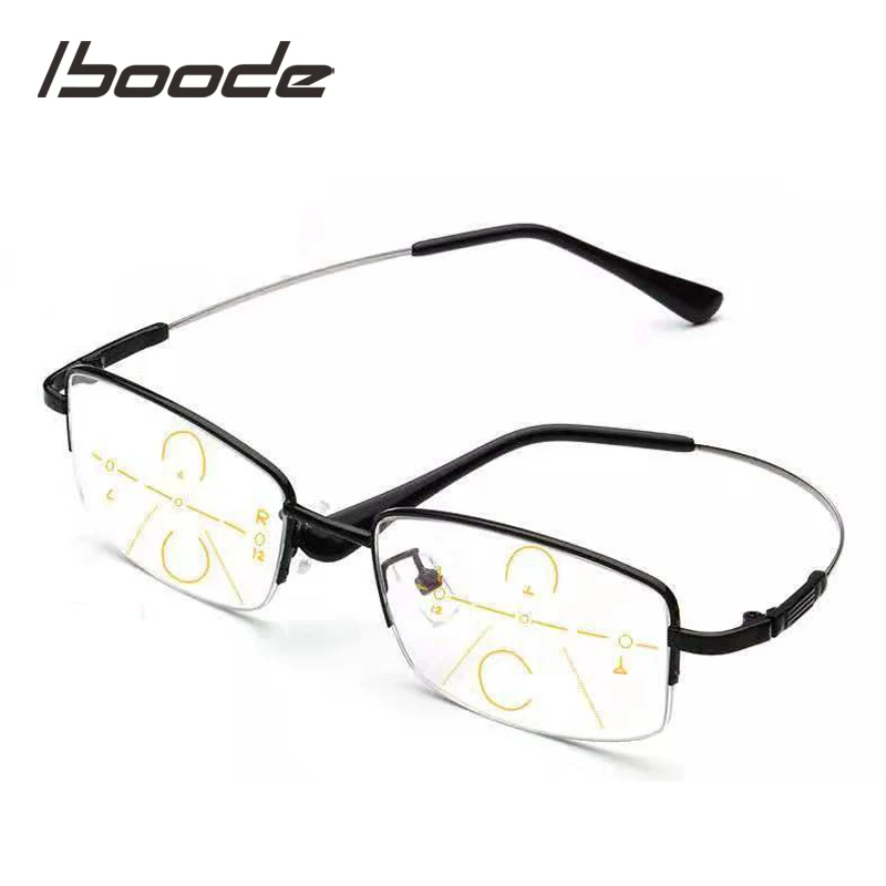 iboode Titanium Multifocal Progressive Reading Glasses Men Women Anti Blue Light Near Far Sight Alloy Presbyopic Eyewear Diopter