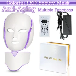 Máscara Facial con luz LED de 7 colores, tratamiento para el cuidado de la cara del cuello, terapia antiacné, blanqueamiento Facial, máquina de rejuvenecimiento de la piel