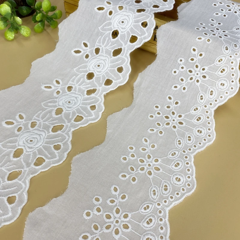 Width 8cm Embroidery Cotton Fabric Edge Accessories Cotton Handmade diy Lace Edge Sofa Curtain Clothing Material