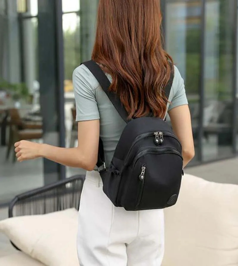 Hot Sale New Fashion High Quality Nylon Backpack Women\'s Casual Light Double Zipper Shoulder Bags School Bag Travel Bags