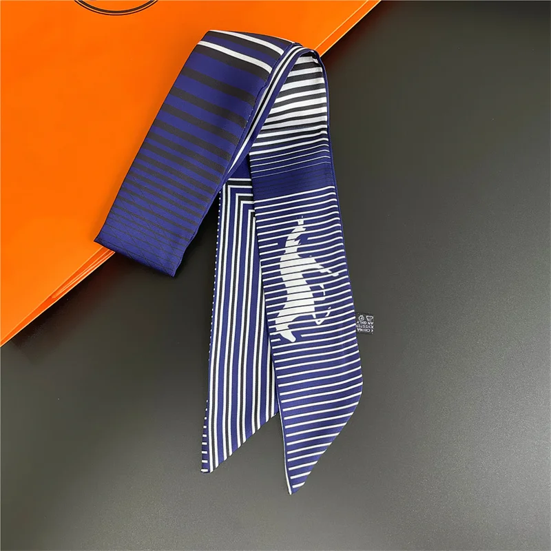 Brand Bag Scarf Women Twill Silk Scarf Skinny Scarves Ladies Stripes Horse Design Wrist Towel Foulard  Neckerchief Headband