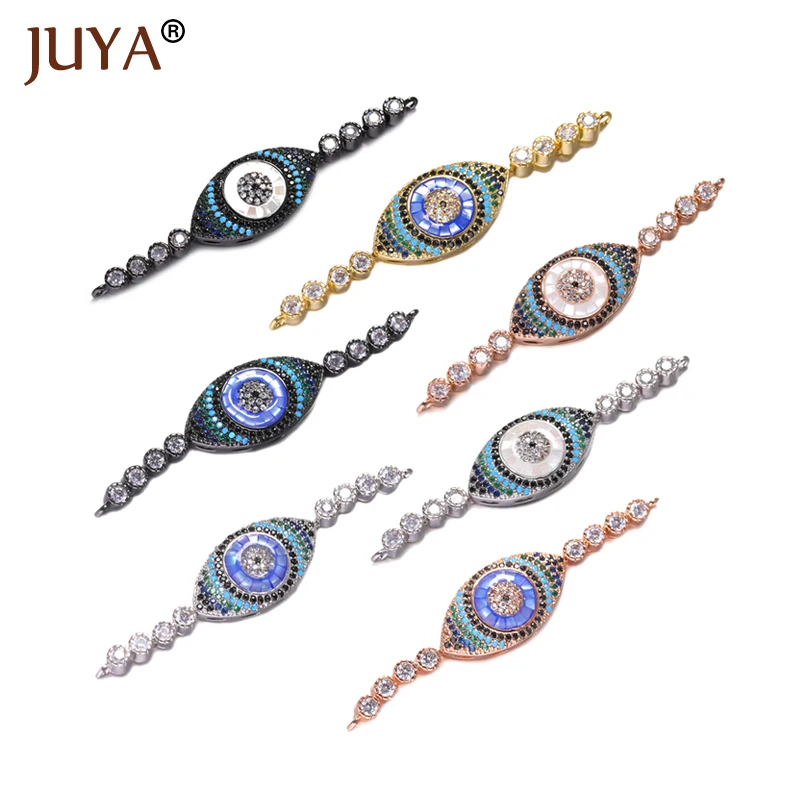 

Jewelry Making for Bracelet Necklace Connectors Micro Pave Zircon Evil Eyes Accessories DIY Woman Jewelry Making Suppliers