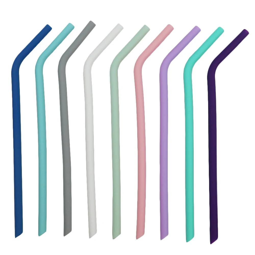 6pcs/set Colorful Drinking Silicone Straw Set 23CM 25CM Food Grade Straws for Travel Reusable Straw With Brush Storage Bag