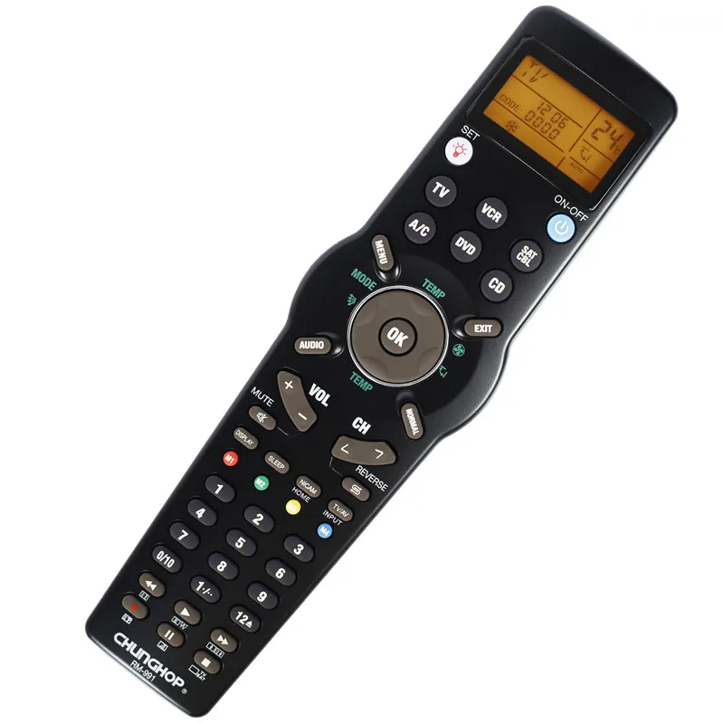 Chunghop RM-991 tv/sat/dvd/cbl/cd/ac/vcr seis em uma função conjunto de ar condicionado para tv controlado por aprendizagem remota c