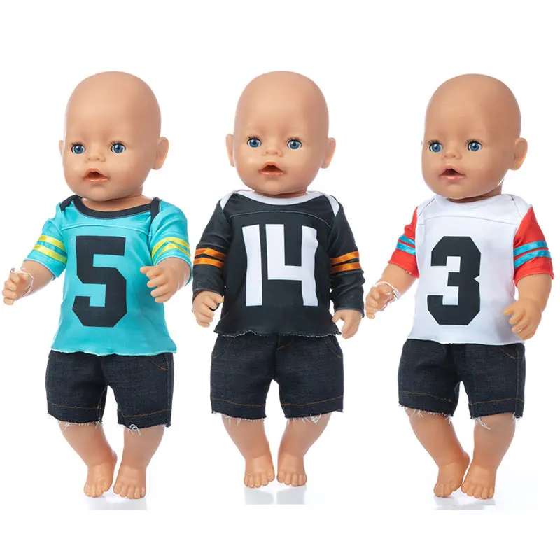 2023 new Football  Suit Wear For 17 Inch  Baby  Doll 43cm Doll Clothes, Doll Accessories.