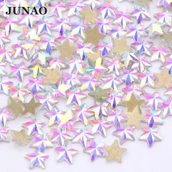 JUNAO 50pcs 5mm Glitter AB Crystal Glass Star Rhinestone Flat Back Nail Art Decoration Crystal Stones Sticker Non Hot Fix Strass